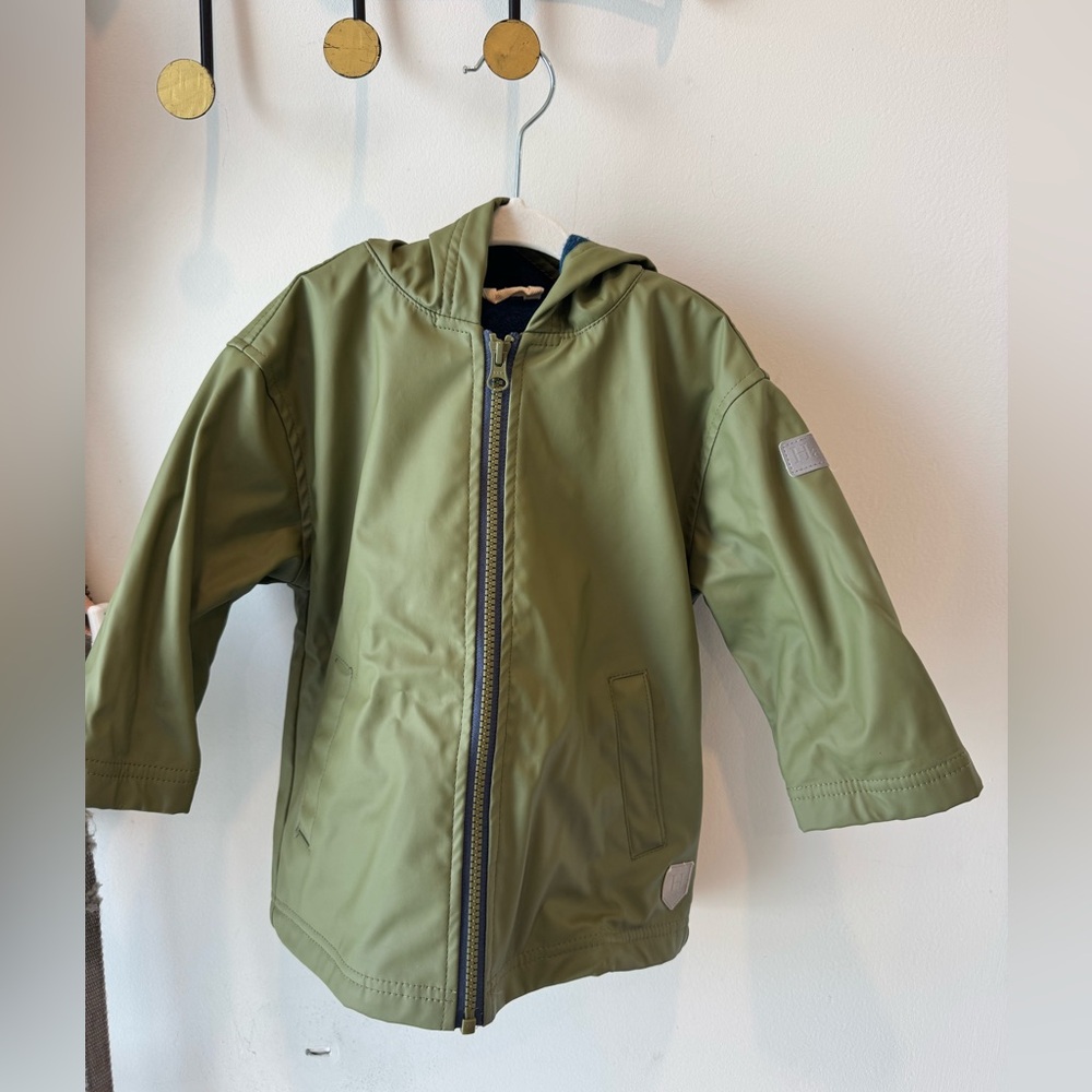 Hatley Olive Green Rain Pants with Navy Blue Lining